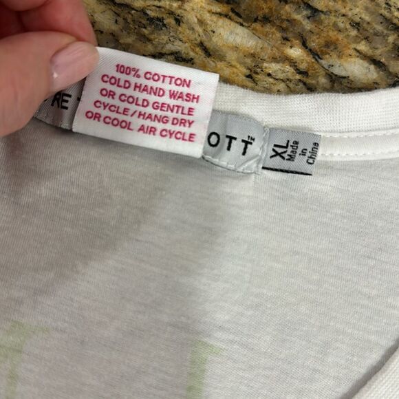 Gretchen Scott "Laugh More" Short Sleeve Cotton Tee In White Size XL - Picture 5 of 7